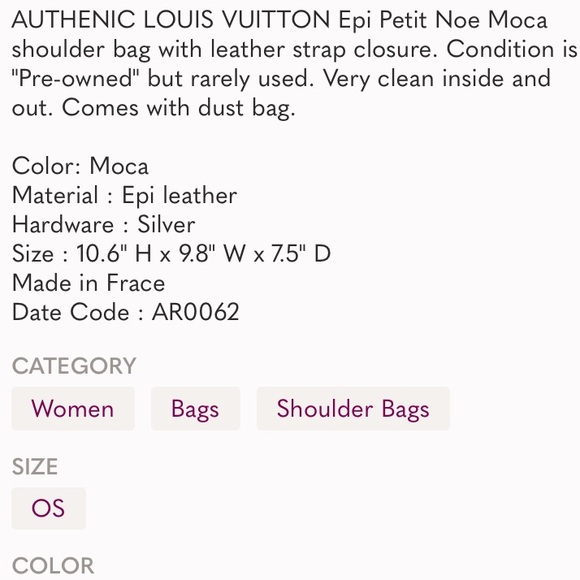 ✨ RARE✨NOE BROWN LOUIS VUITTON BUCKET EPI - Picture 11 of 11